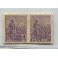 ARGENTINA 1911 GJ 328b PAREJA DE ESTAMPILLAS NUEVAS CON GOMA VARIEDAD CON Y SIN FILIGRANA U$ 6